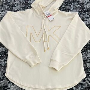 Michael Kors Ivory Hoodie with Gold MK Logo